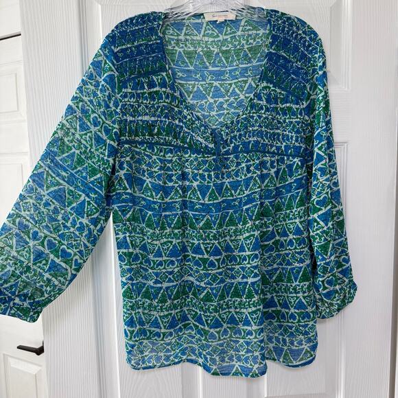 Two by Vince Camuto Women's Sheer Long Sleeve Top Size Large. - Picture 4 of 14